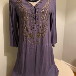 Purple and brass sequence tunic dress with tank